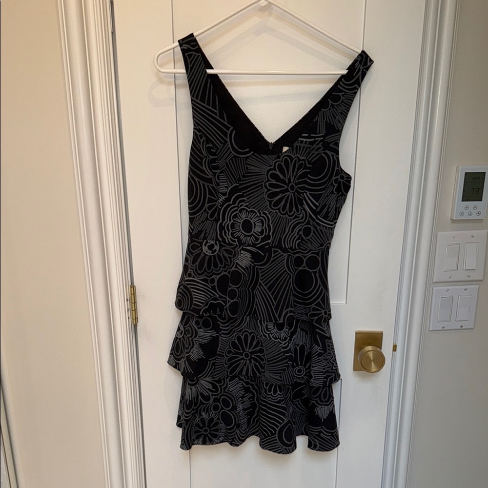 Trina Turk Black Ruffled Tiered Mini Dress